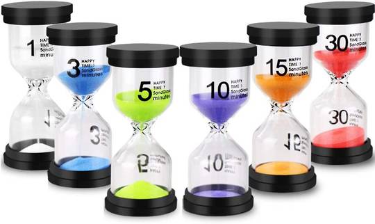 Set of 6 Sand Timers 1 - 30 Minutes